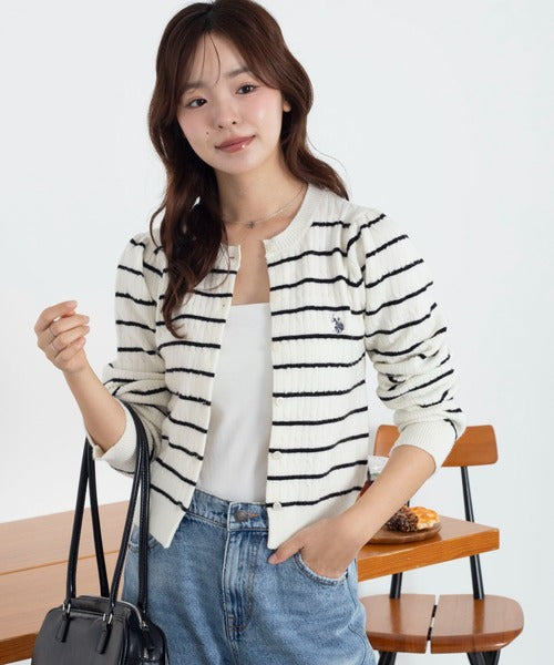 <預訂> JP U.S. POLO ASSN.2026年春季麻花針織開胸薄外套｜五色入