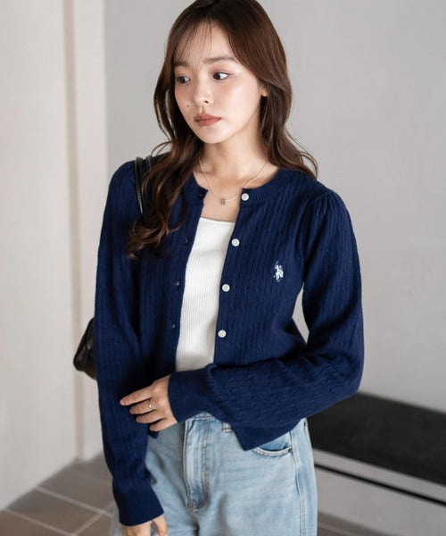 <預訂> JP U.S. POLO ASSN.2026年春季麻花針織開胸薄外套｜五色入