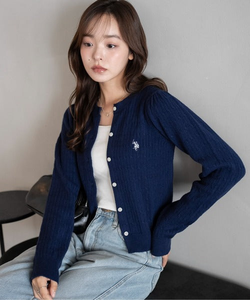 <預訂> JP U.S. POLO ASSN.2026年春季麻花針織開胸薄外套｜五色入
