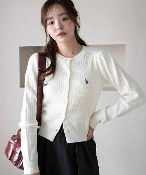 <預訂> JP U.S. POLO ASSN.2026年春季麻花針織開胸薄外套｜五色入