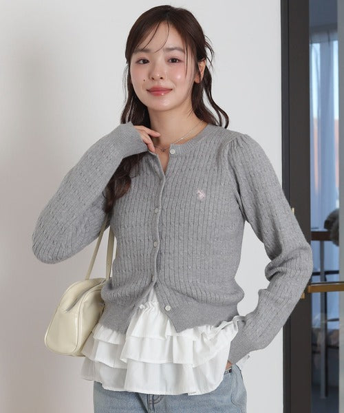 <預訂> JP U.S. POLO ASSN.2026年春季麻花針織開胸薄外套｜五色入