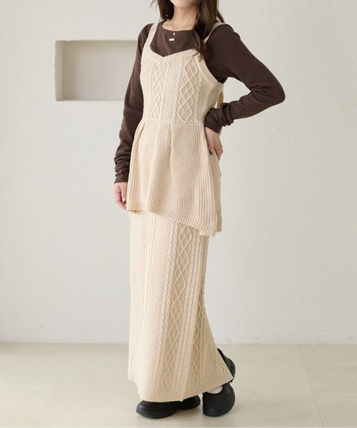 <預訂> 日本大人氣♡日牌 Apres Jour 麻花針織半身長裙｜三色入