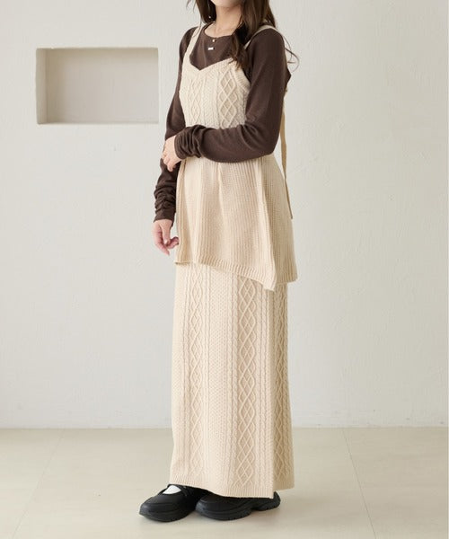 <預訂> 日本大人氣♡日牌 Apres Jour 麻花針織半身長裙｜三色入