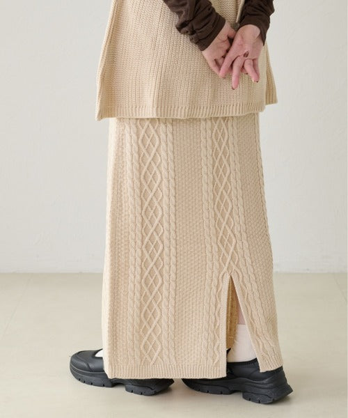 <預訂> 日本大人氣♡日牌 Apres Jour 麻花針織半身長裙｜三色入