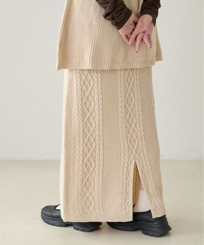 <預訂> 日本大人氣♡日牌 Apres Jour 麻花針織半身長裙｜三色入