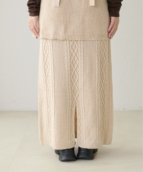 <預訂> 日本大人氣♡日牌 Apres Jour 麻花針織半身長裙｜三色入