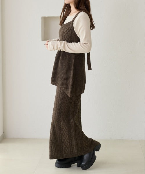 <預訂> 日本大人氣♡日牌 Apres Jour 麻花針織半身長裙｜三色入
