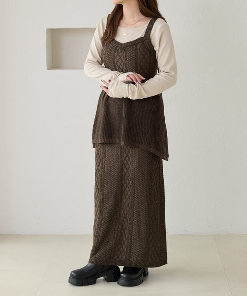 <預訂> 日本大人氣♡日牌 Apres Jour 麻花針織半身長裙｜三色入