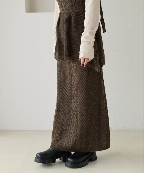 <預訂> 日本大人氣♡日牌 Apres Jour 麻花針織半身長裙｜三色入