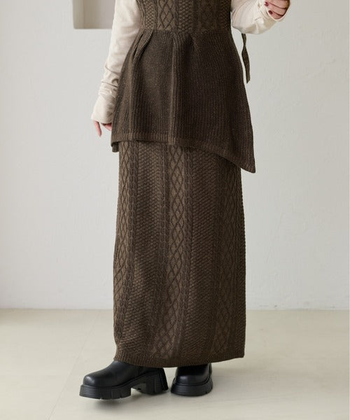 <預訂> 日本大人氣♡日牌 Apres Jour 麻花針織半身長裙｜三色入