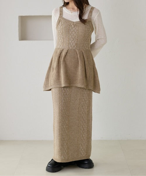 <預訂> 日本大人氣♡日牌 Apres Jour 麻花針織半身長裙｜三色入