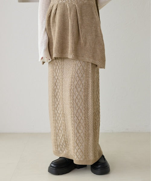 <預訂> 日本大人氣♡日牌 Apres Jour 麻花針織半身長裙｜三色入