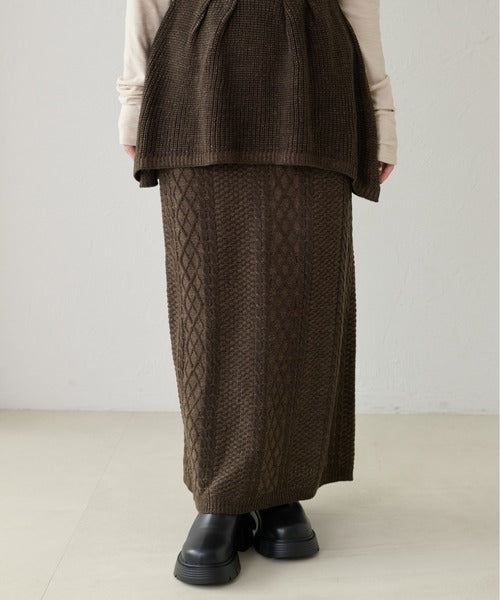 <預訂> 日本大人氣♡日牌 Apres Jour 麻花針織半身長裙｜三色入