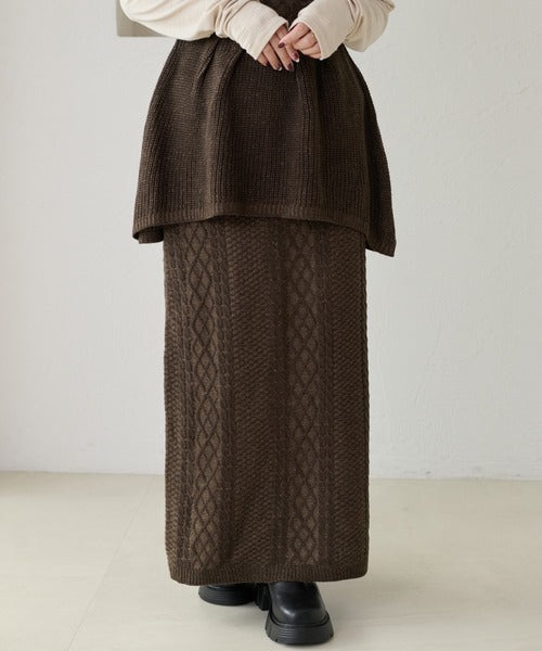 <預訂> 日本大人氣♡日牌 Apres Jour 麻花針織半身長裙｜三色入