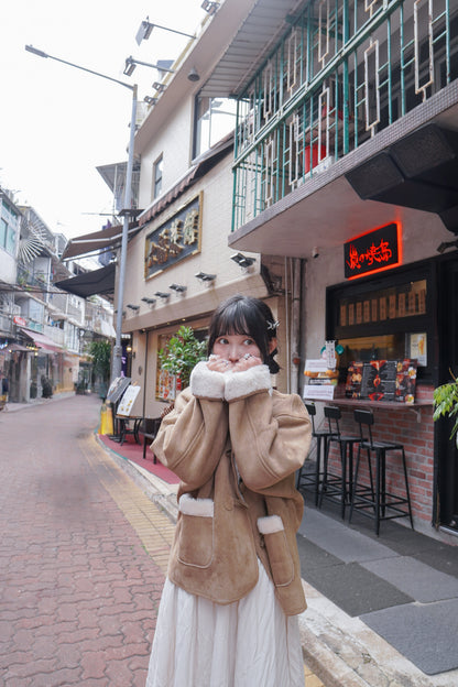 <現貨> 自家製 粗毛呢牛角扣保暖外套