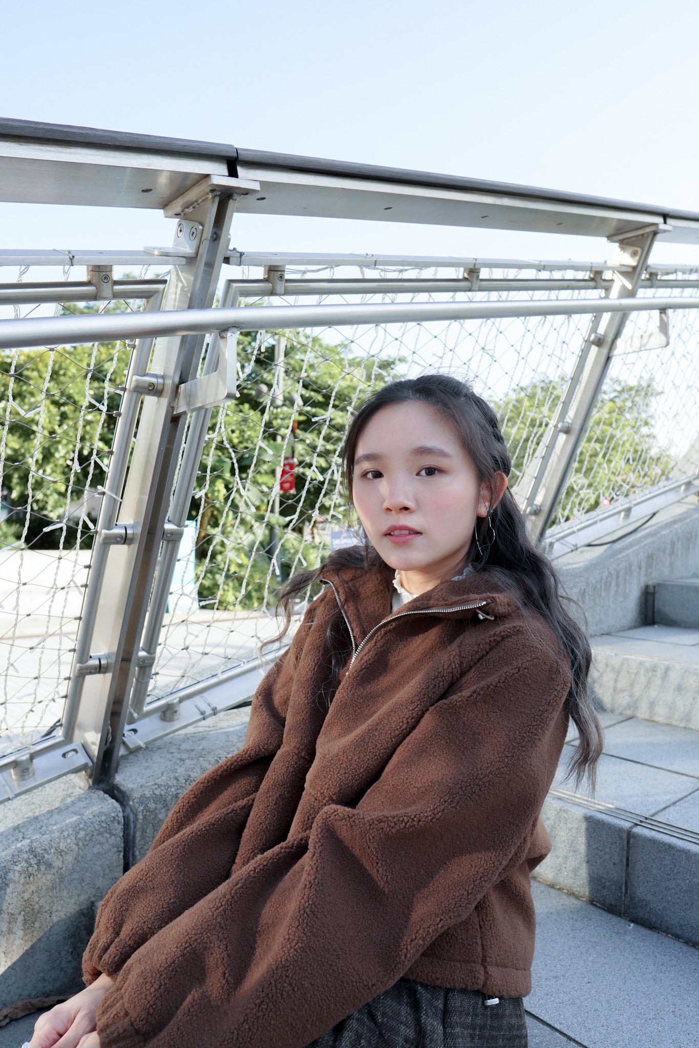 <現貨> 自家製 毛茸茸Teddy Bear高領抽繩開胸外套