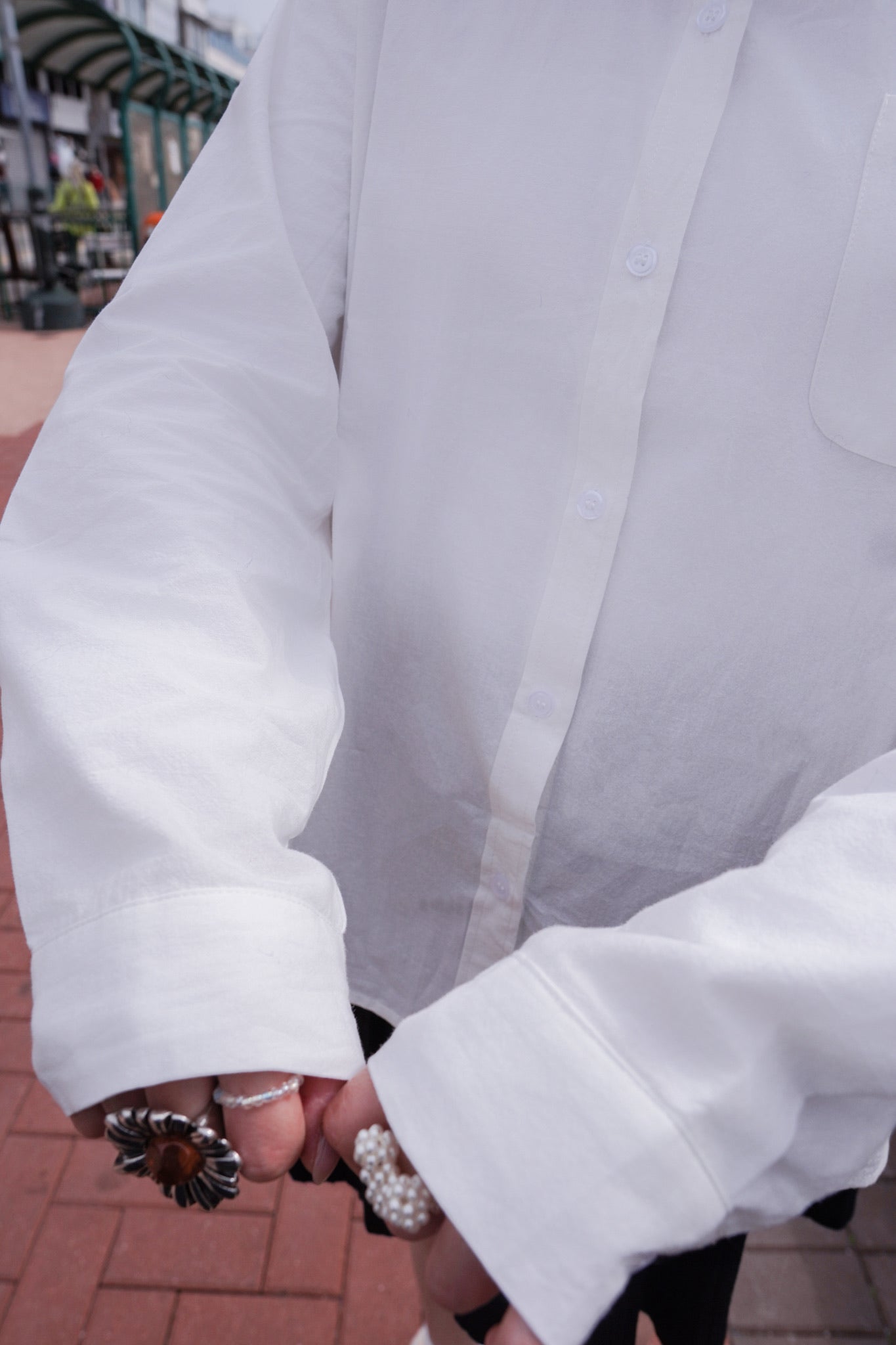 <現貨> 韓系全棉奶白長袖恤衫