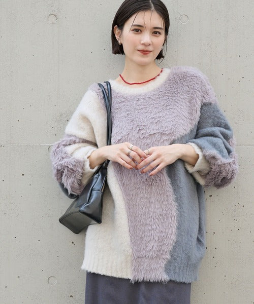 <預訂> 日本大人氣♡日牌 Mono Mart 2-Ways 毛茸茸蓬鬆混色雙拉鍊針織開胸外套｜四色入