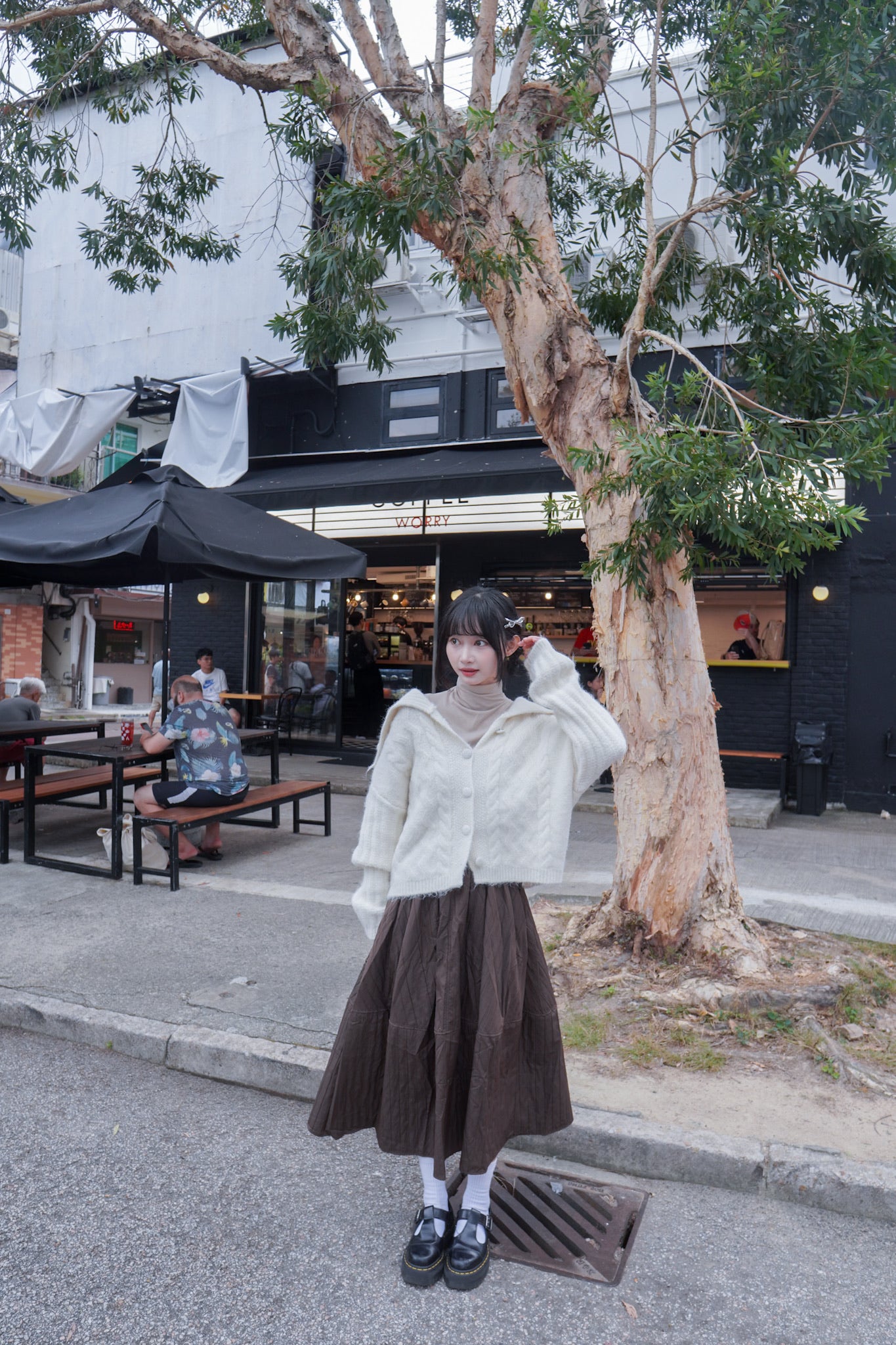 <現貨> 學院風大反領麻花開胸針織外套｜兩色入