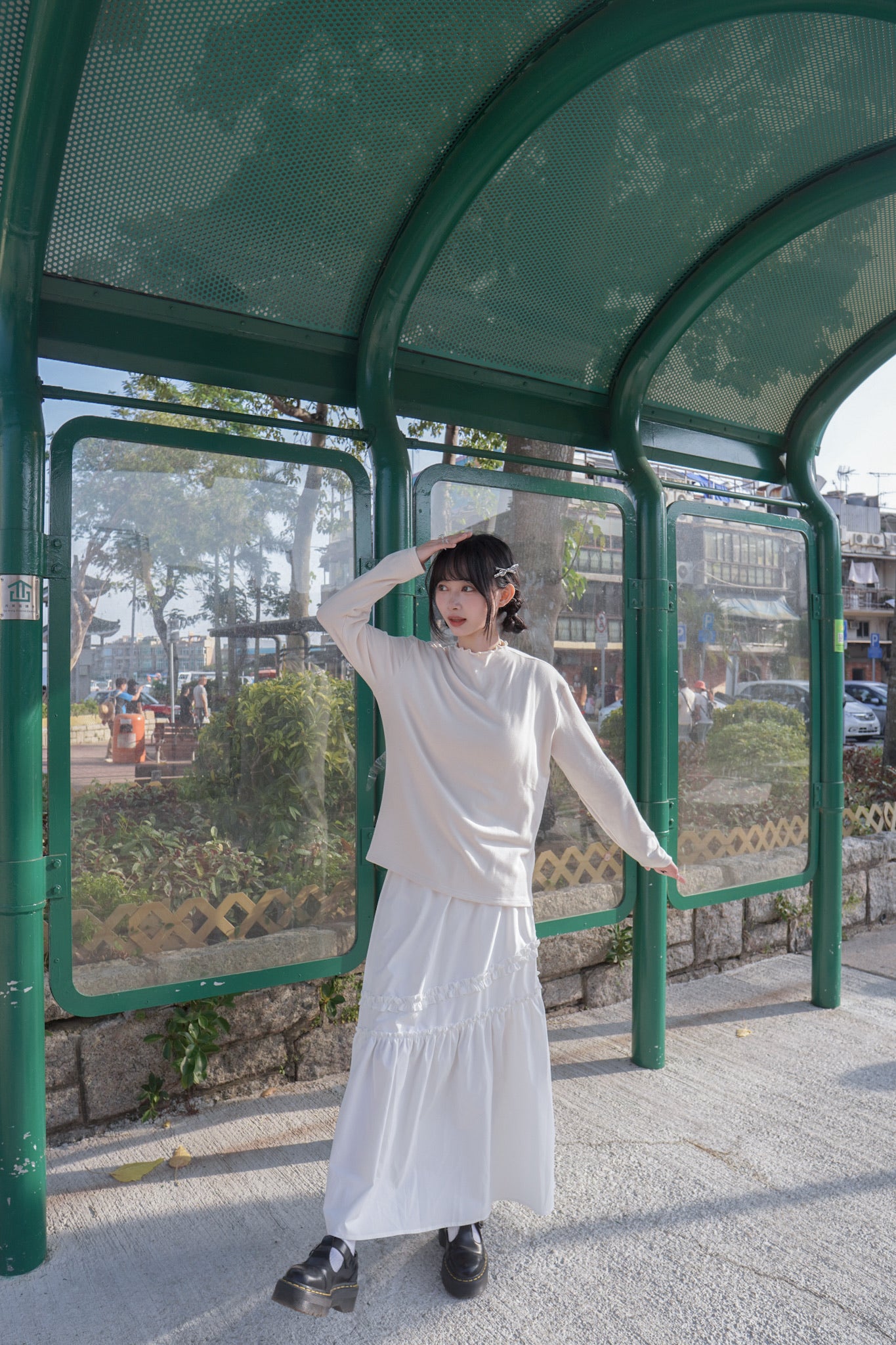 <現貨> 自家製 超厚實! ruffle邊半高領純色內搭上衣｜三色入