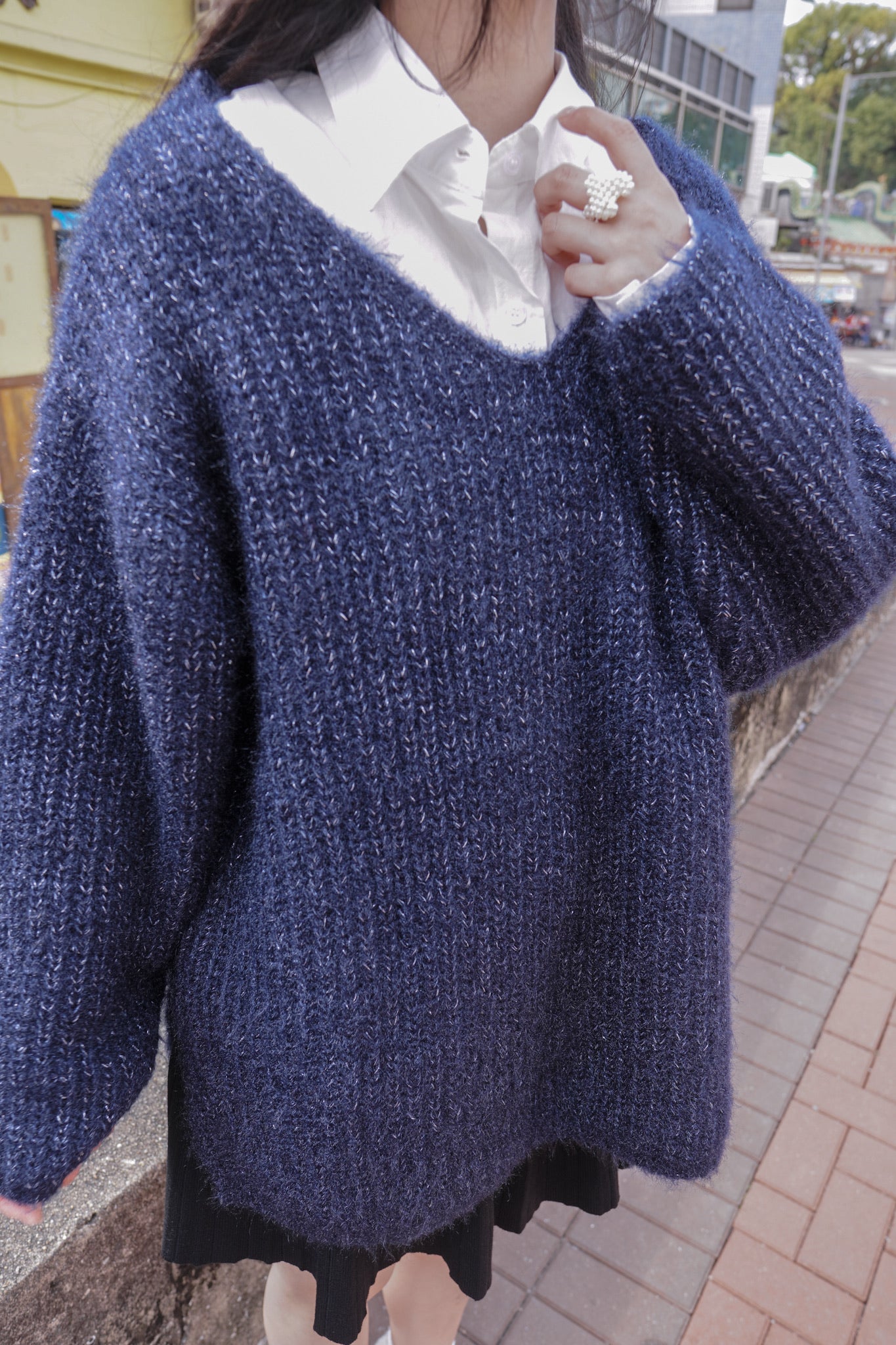 <現貨> BlingBling後綁帶毛茸茸針織上衣