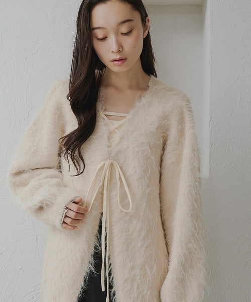 <預訂> 日本大人氣♡日牌 Apres Jour 2-Ways 毛茸茸繫帶針織開胸外套｜五色入