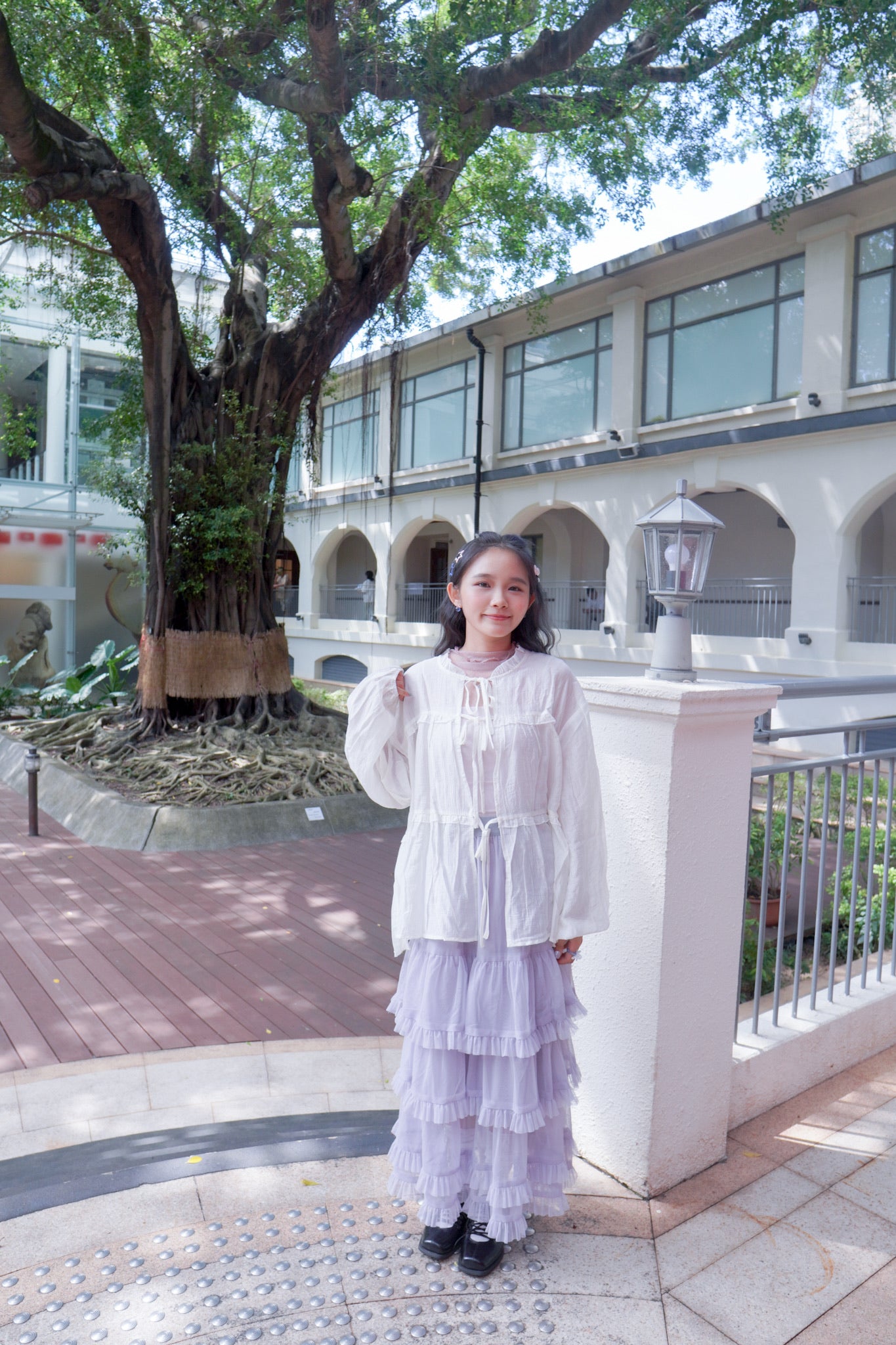 <預訂> 荷葉邊泡泡袖綁帶透紗薄外套