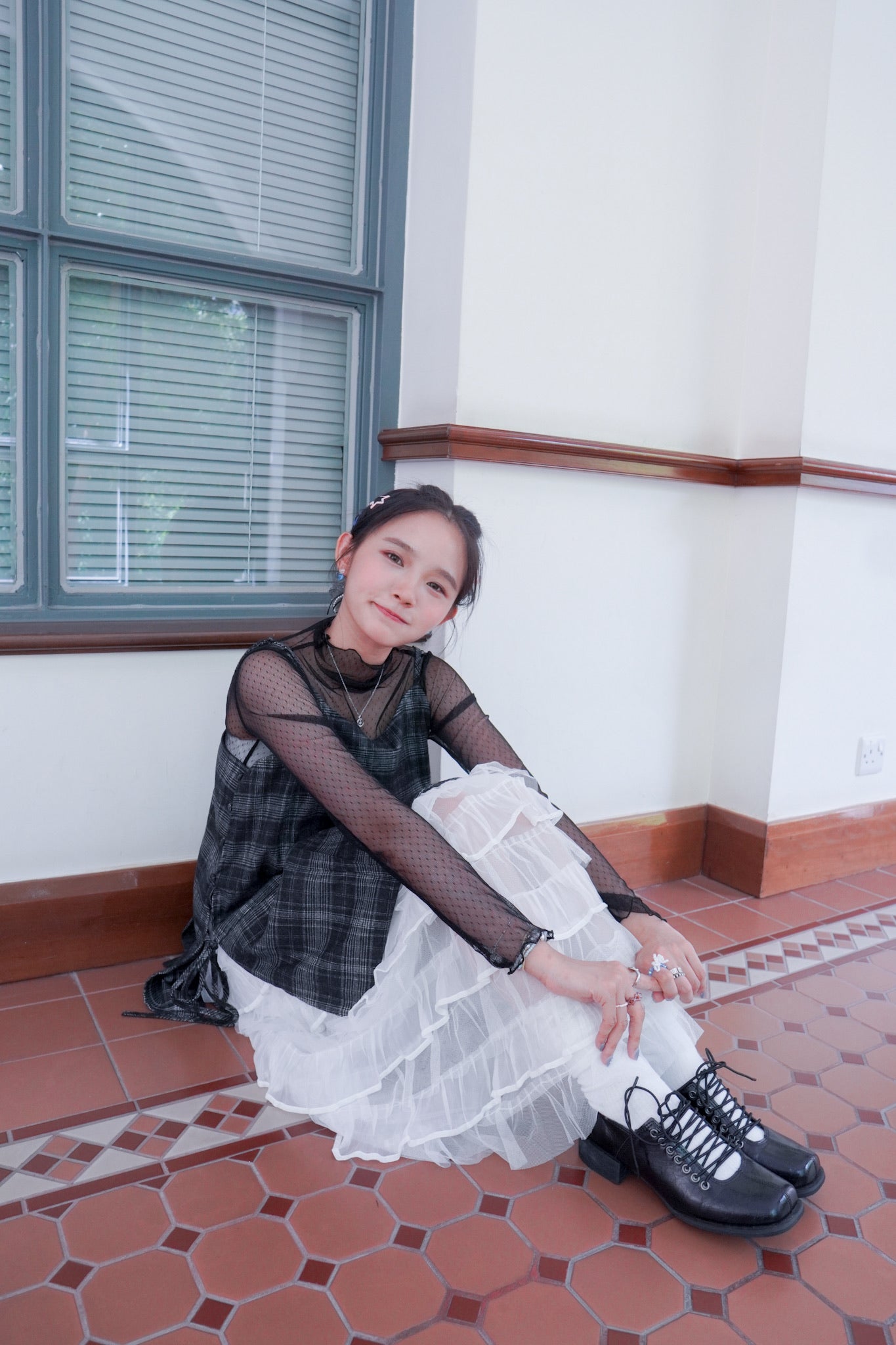 <現貨> 自家製 小奶白蛋糕多層薄紗半身長裙