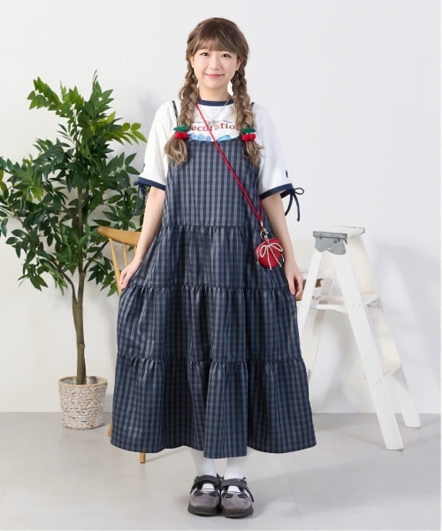 <預訂> 日牌Kutir 大人氣 蝴蝶結層疊吊帶格紋連身裙｜九色入