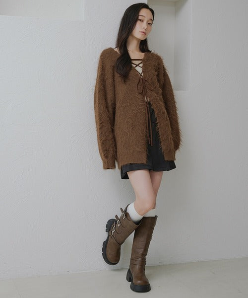 <預訂> 日本大人氣♡日牌 Apres Jour 2-Ways 毛茸茸繫帶針織開胸外套｜五色入