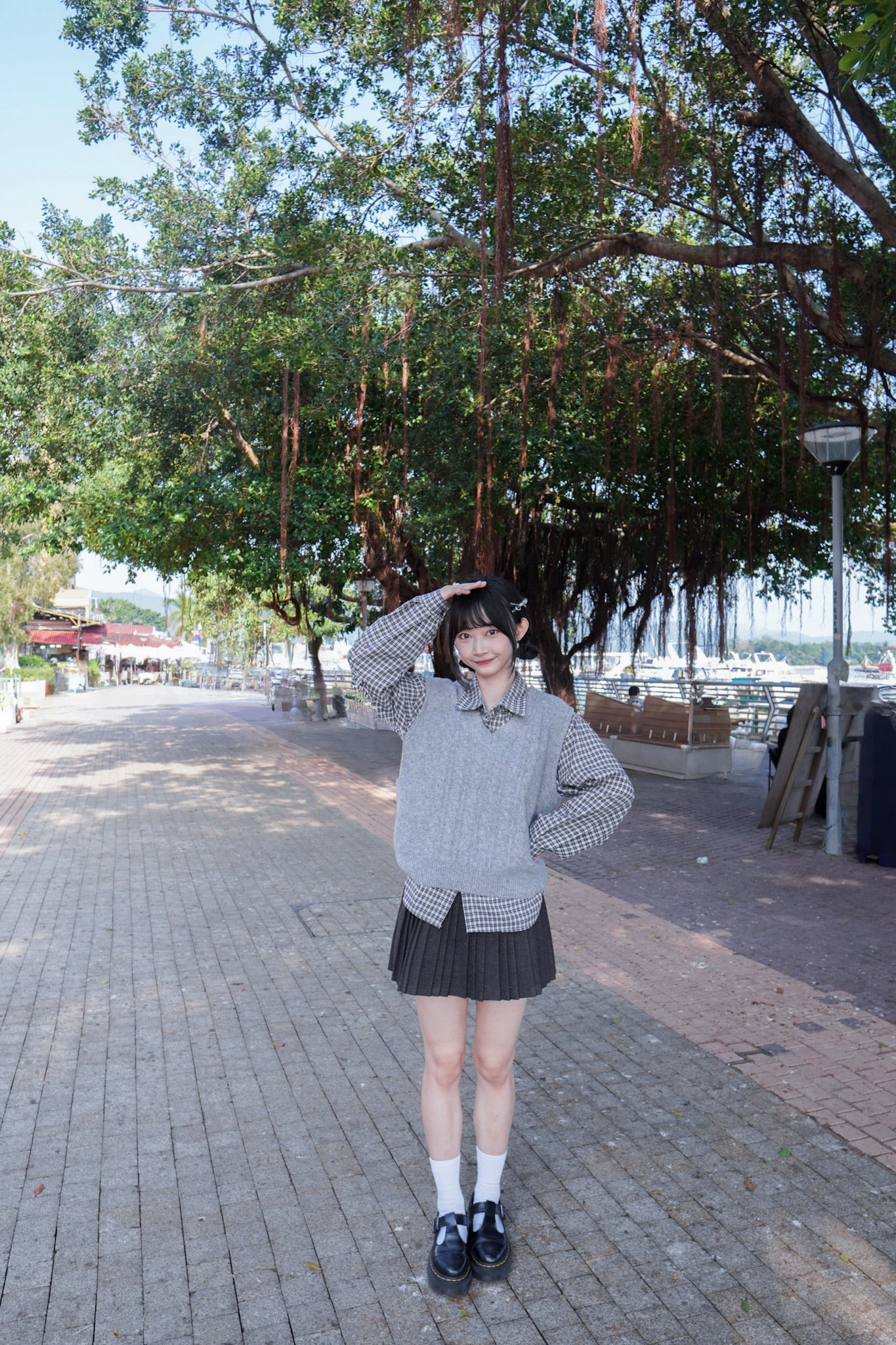 <現貨> 自家製 格仔開胸長袖Polo恤衫上衣｜兩色入