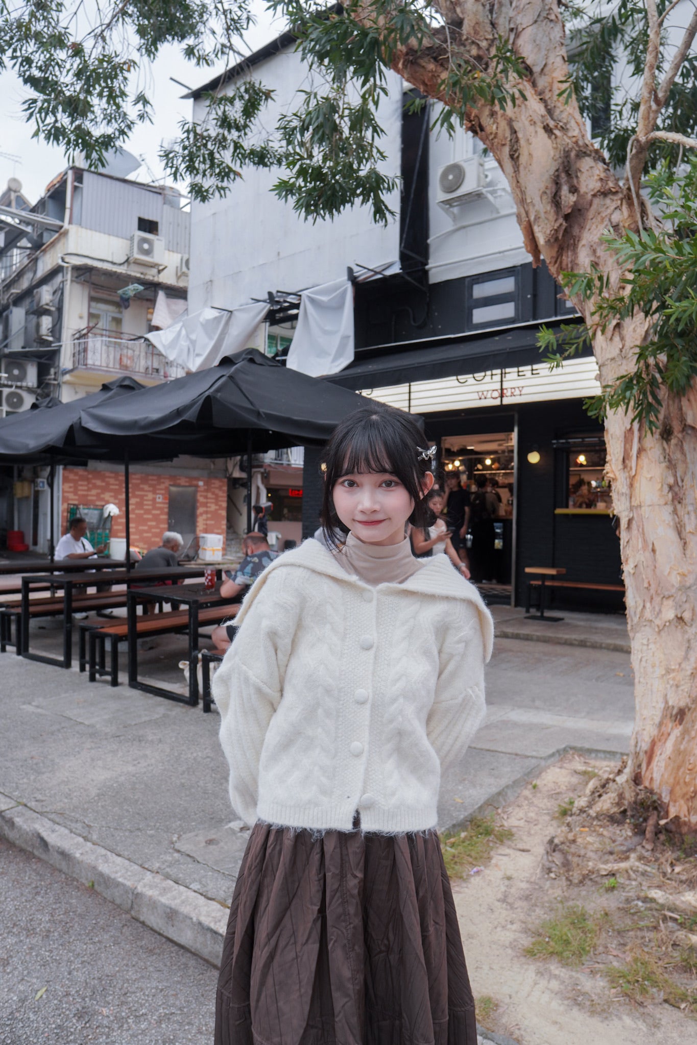 <現貨> 學院風大反領麻花開胸針織外套｜兩色入