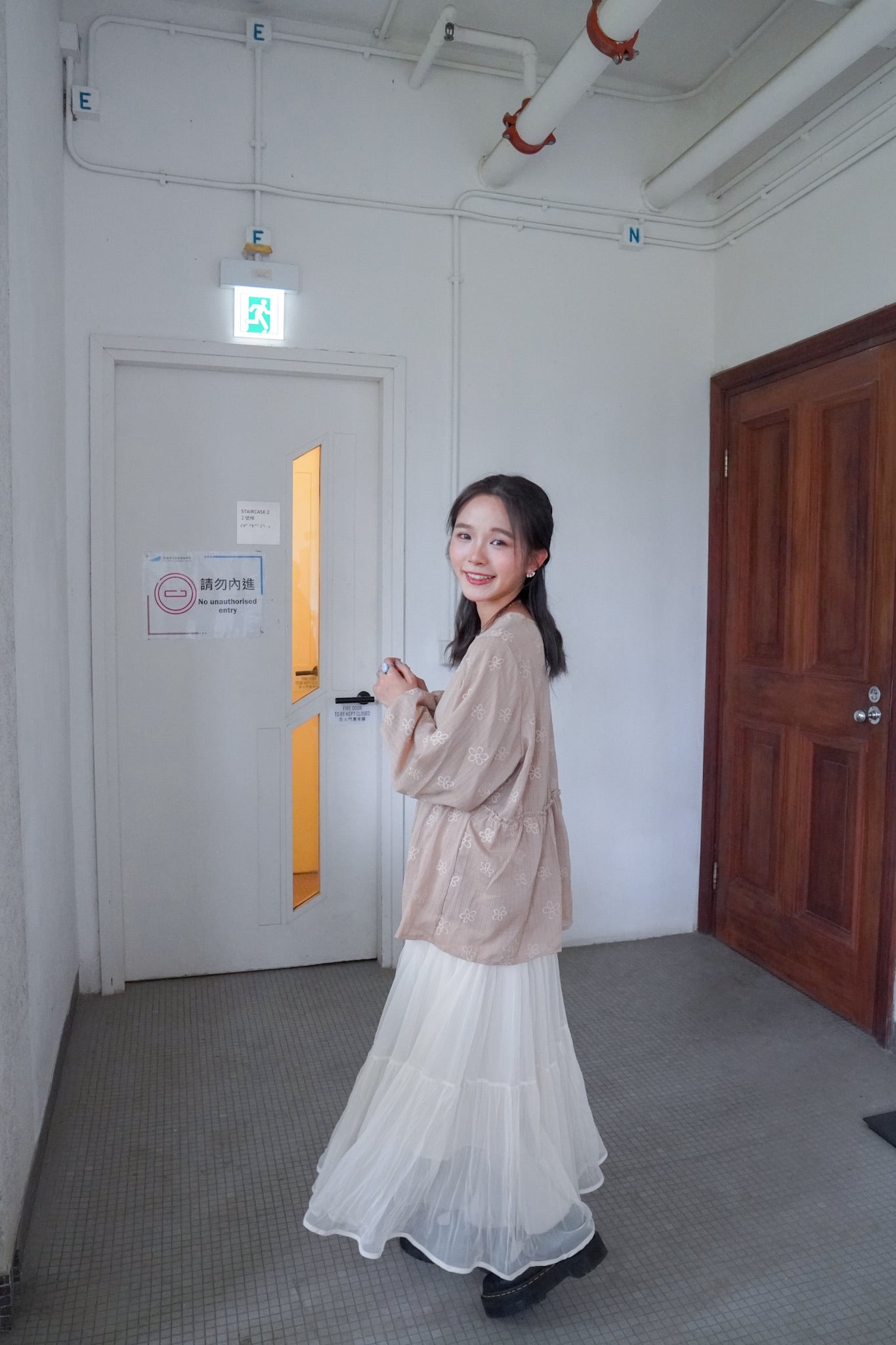 <現貨> 自家製 飄逸感大讚！復古兩層紗質皺褶秋冬A字長裙