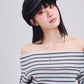 <預訂> 越南小眾品牌🇻🇳 藍啡拼色橫紋蕾絲邊長袖露肩上衣Tee