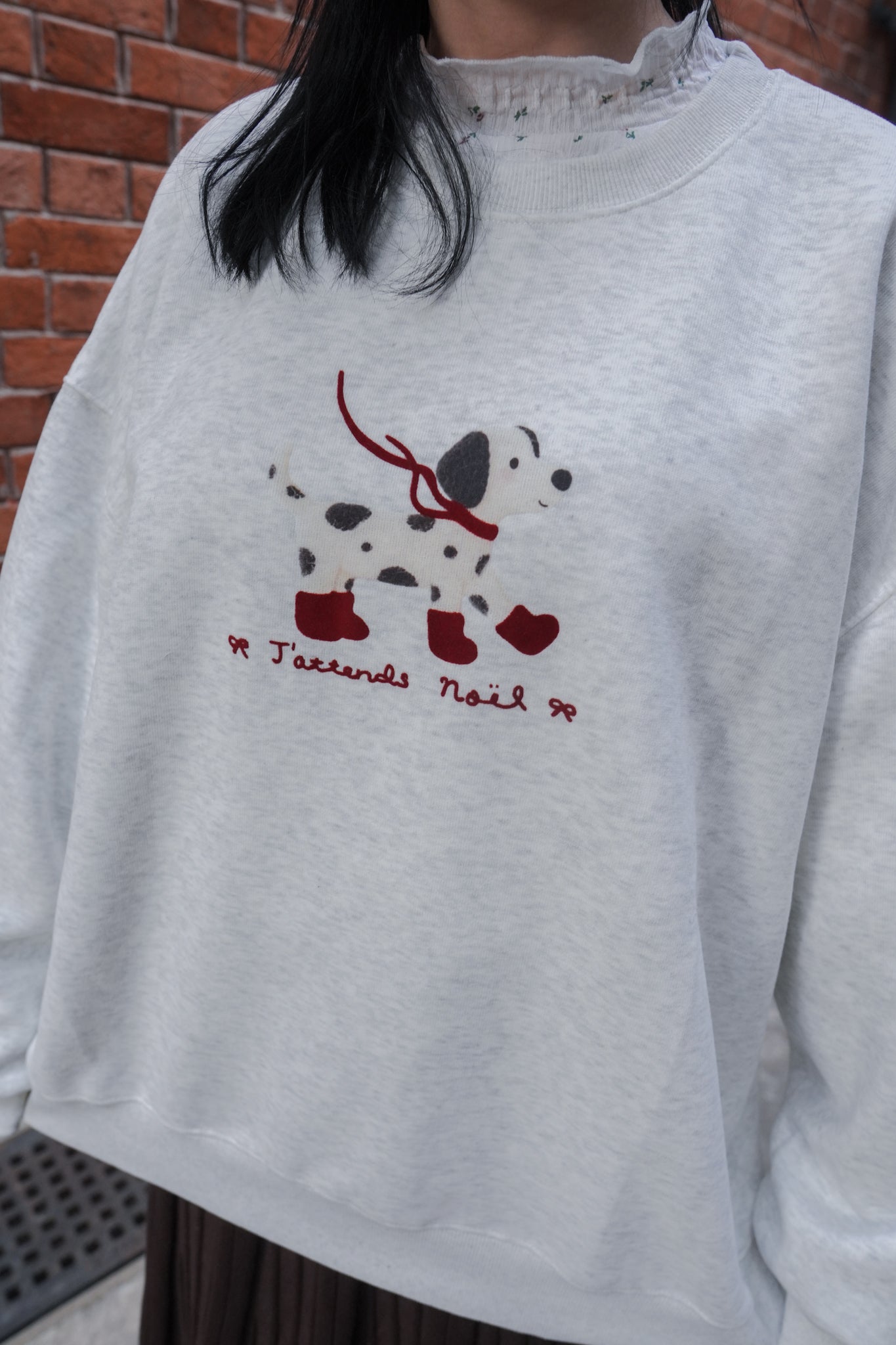 <現貨> 節日小狗刺繡LOGO長袖衛衣 | 兩色入