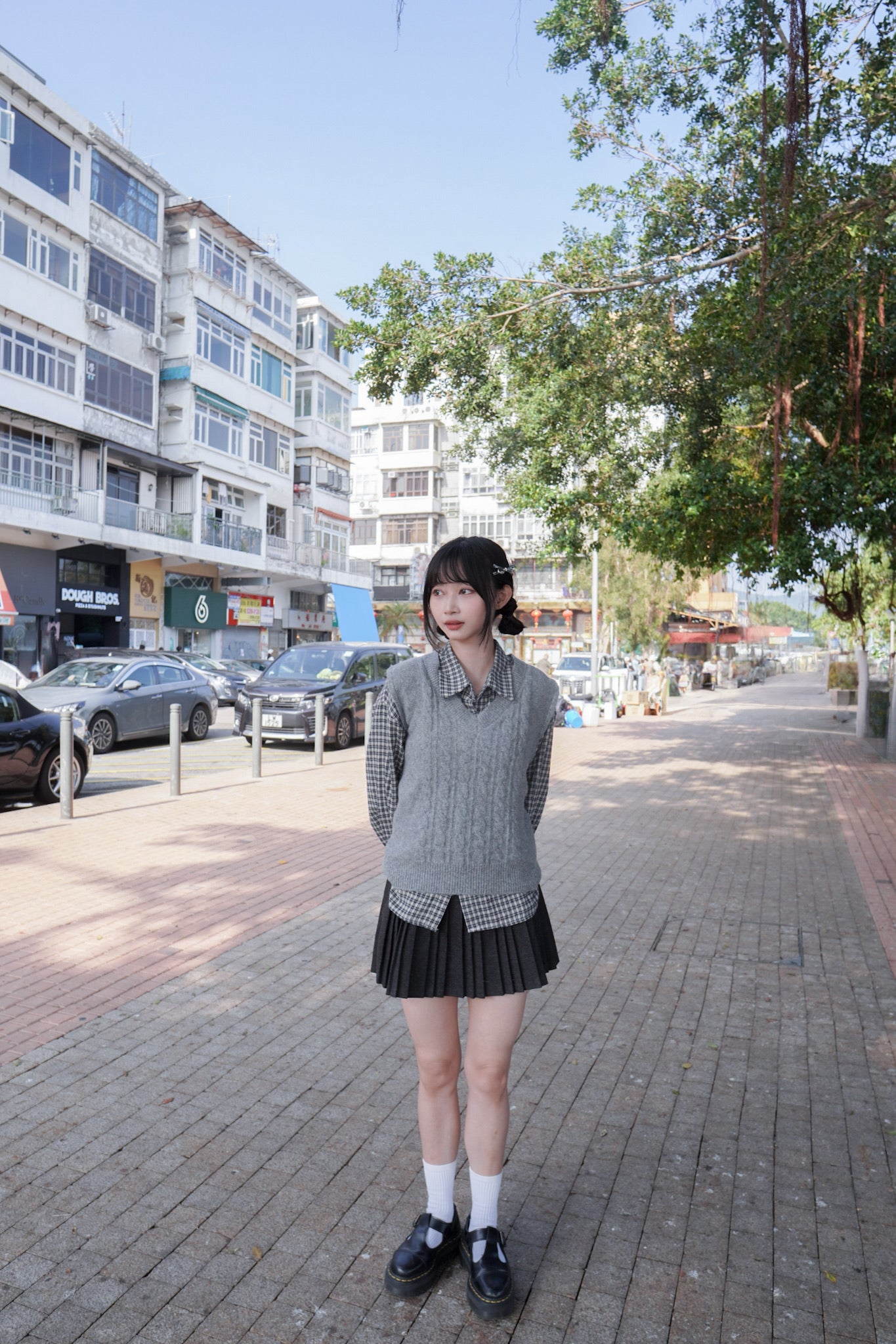 <現貨> 自家製 學院風高腰毛呢半身短裙+腰帶兩件套｜兩色入