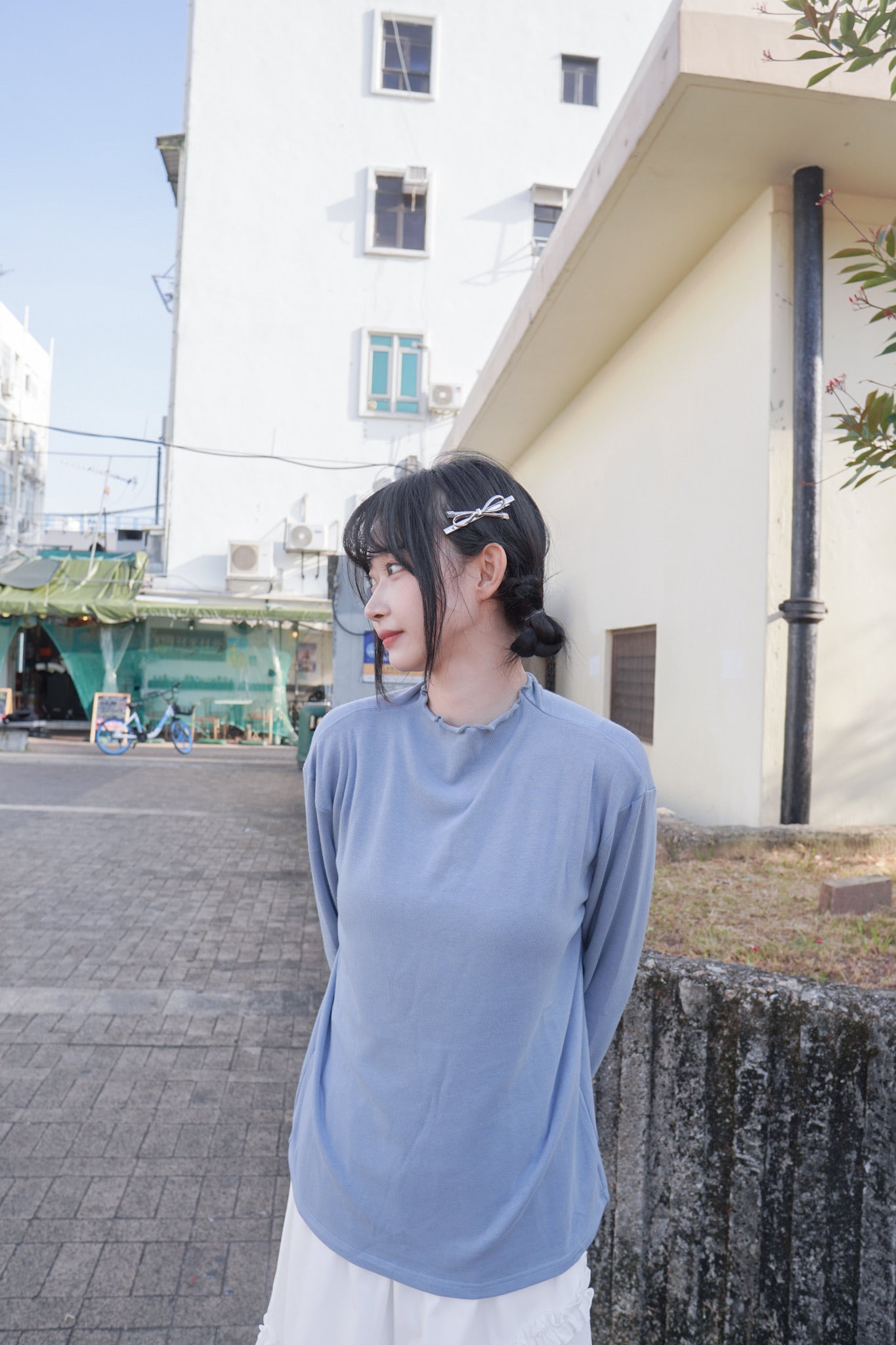 <現貨> 自家製 超厚實! ruffle邊半高領純色內搭上衣｜三色入