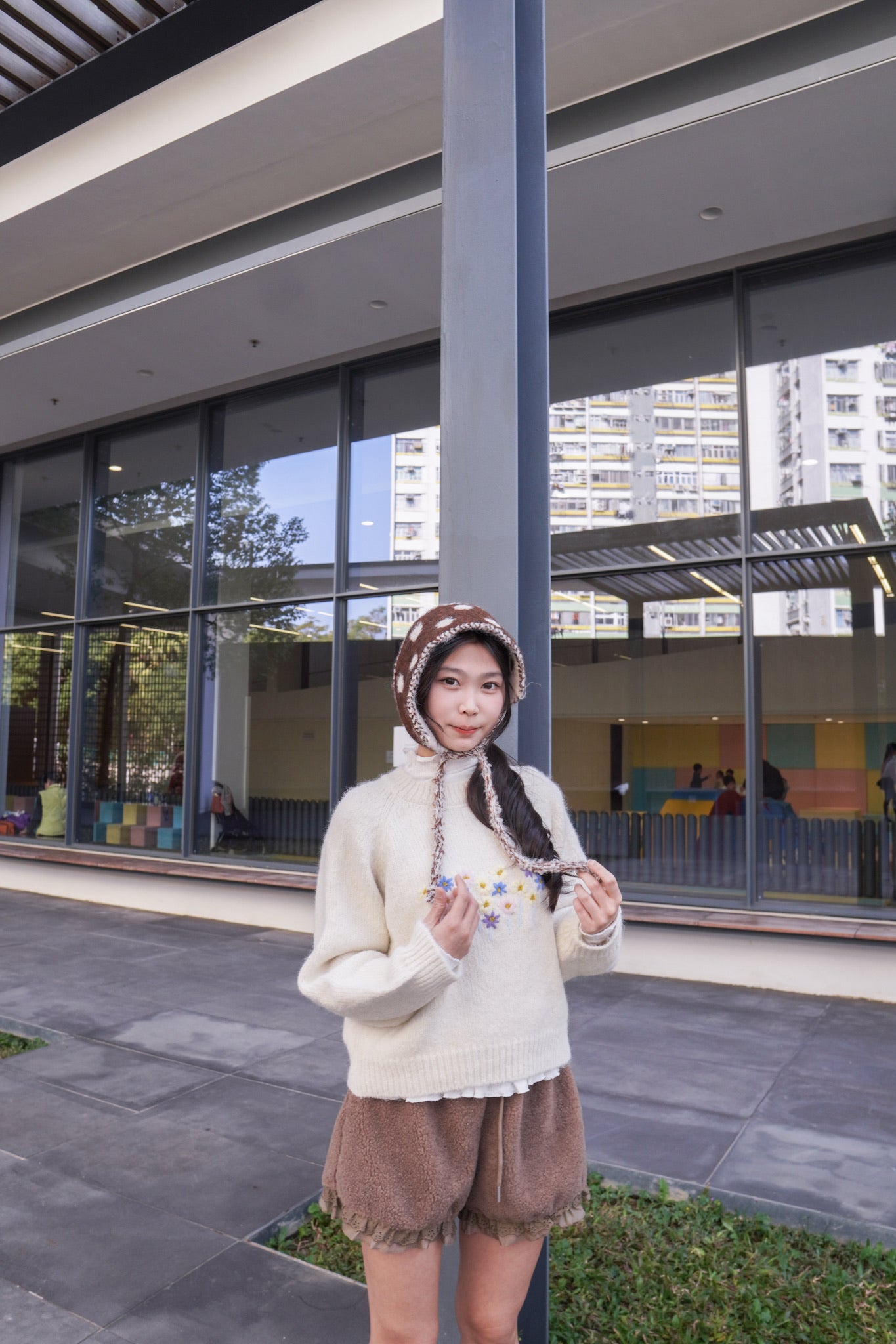 <現貨> 小熊高腰ruffle邊毛絨短褲