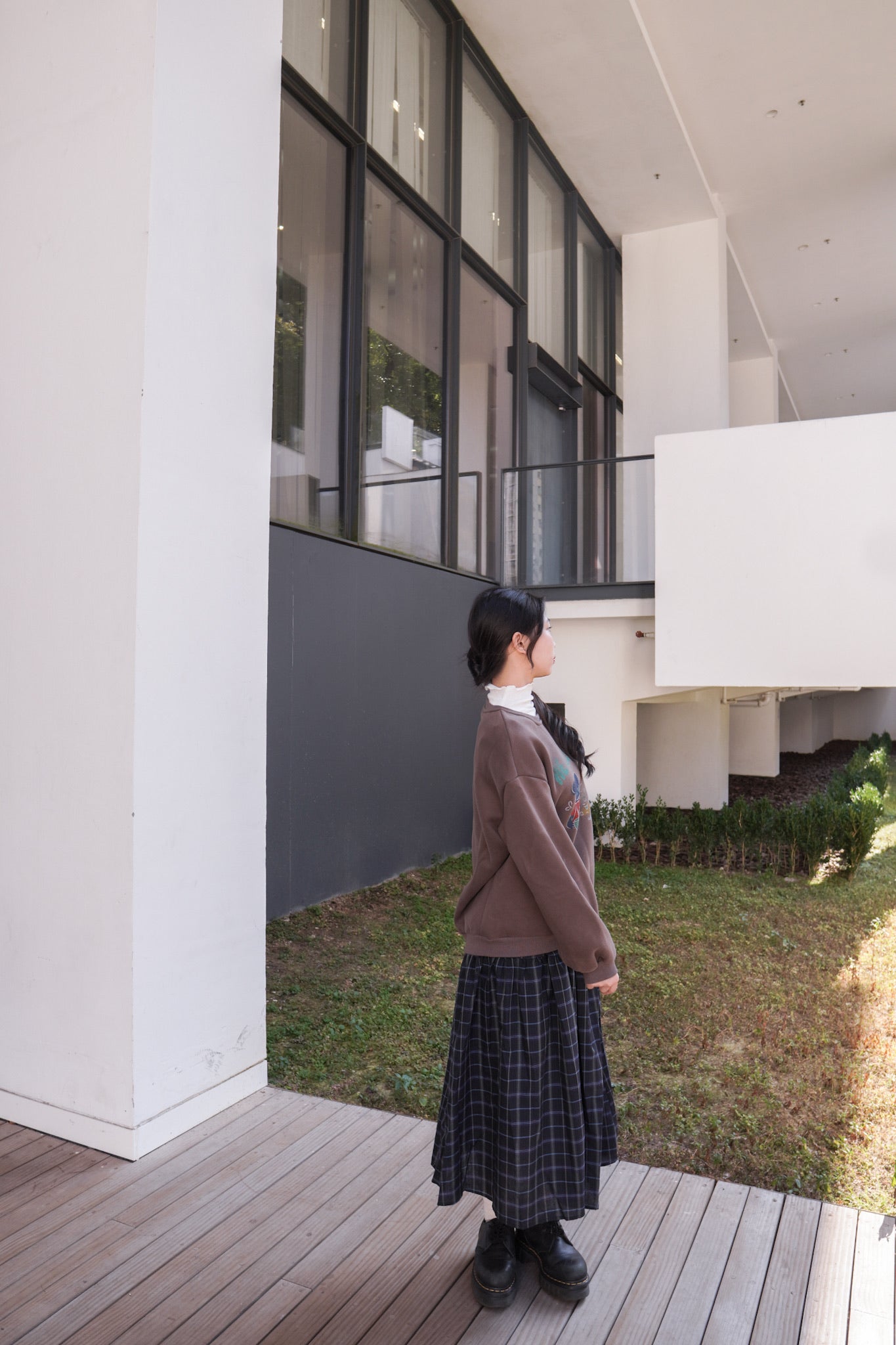 <現貨> 復古格紋A字高腰半身長裙