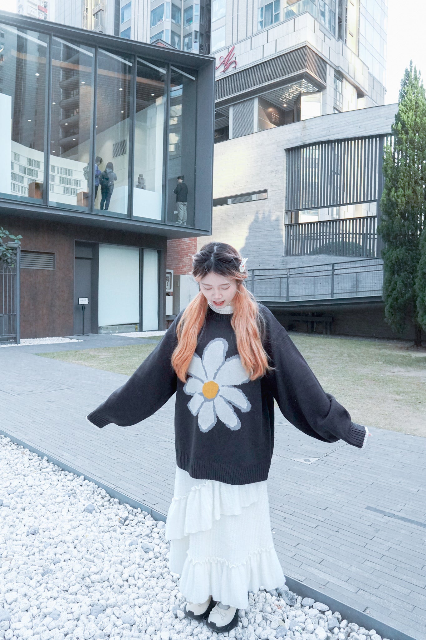 <預訂限時優惠> MM Unisex 大花朵提花針織套頭上衣｜兩色入