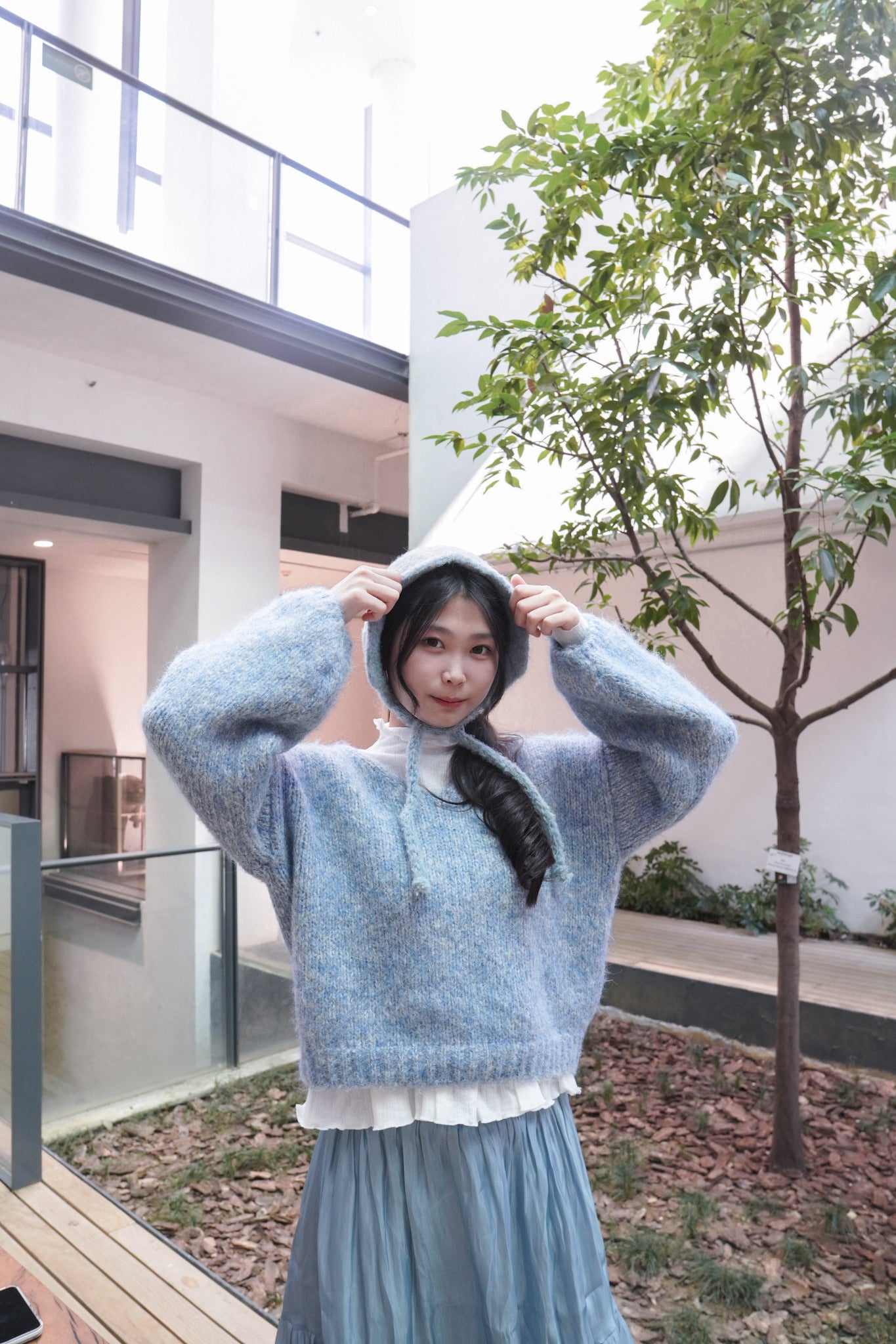 <預訂> 半高領ruffle邊傘型針織打底上衣