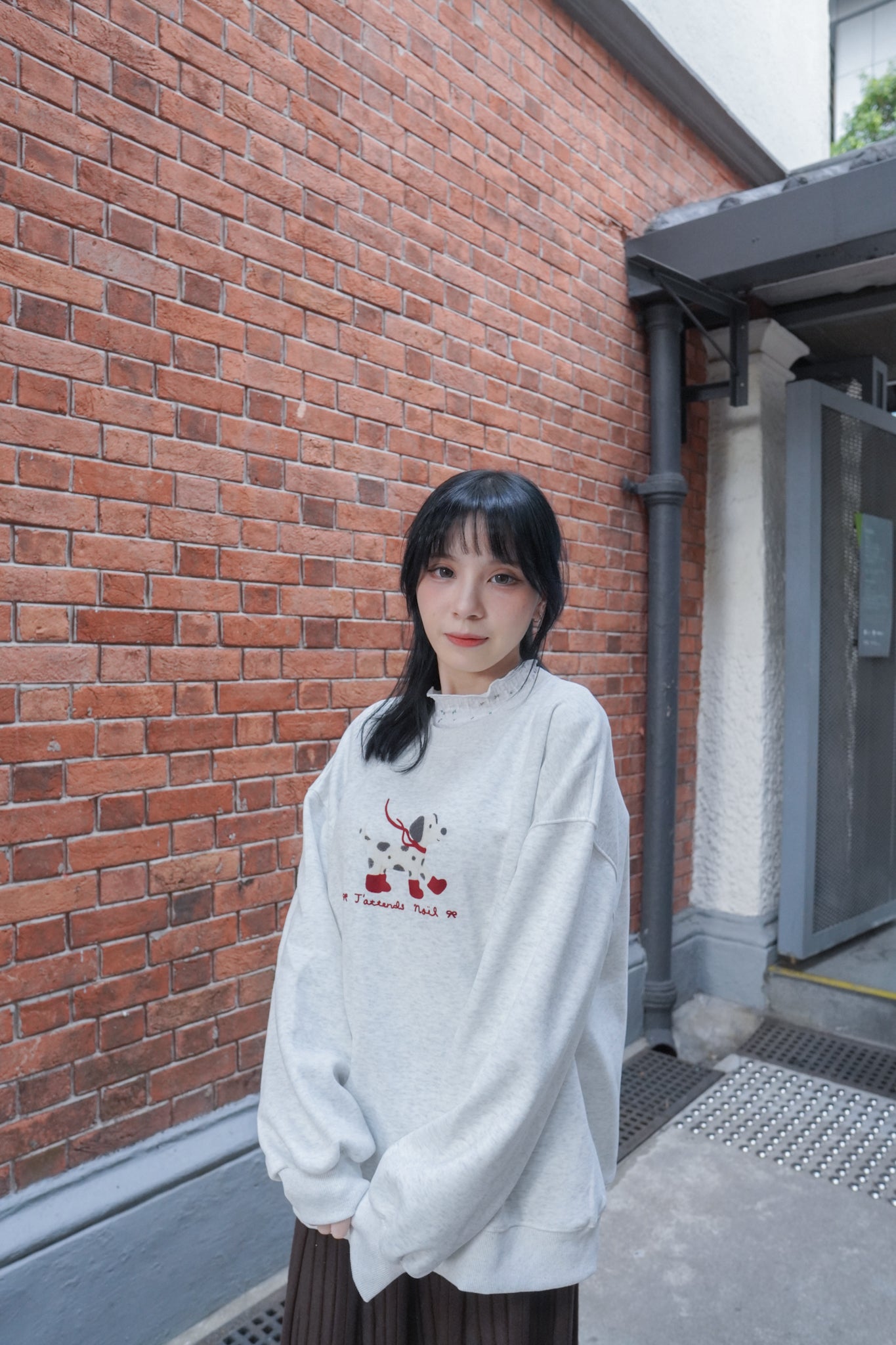 <現貨> 節日小狗刺繡LOGO長袖衛衣 | 兩色入