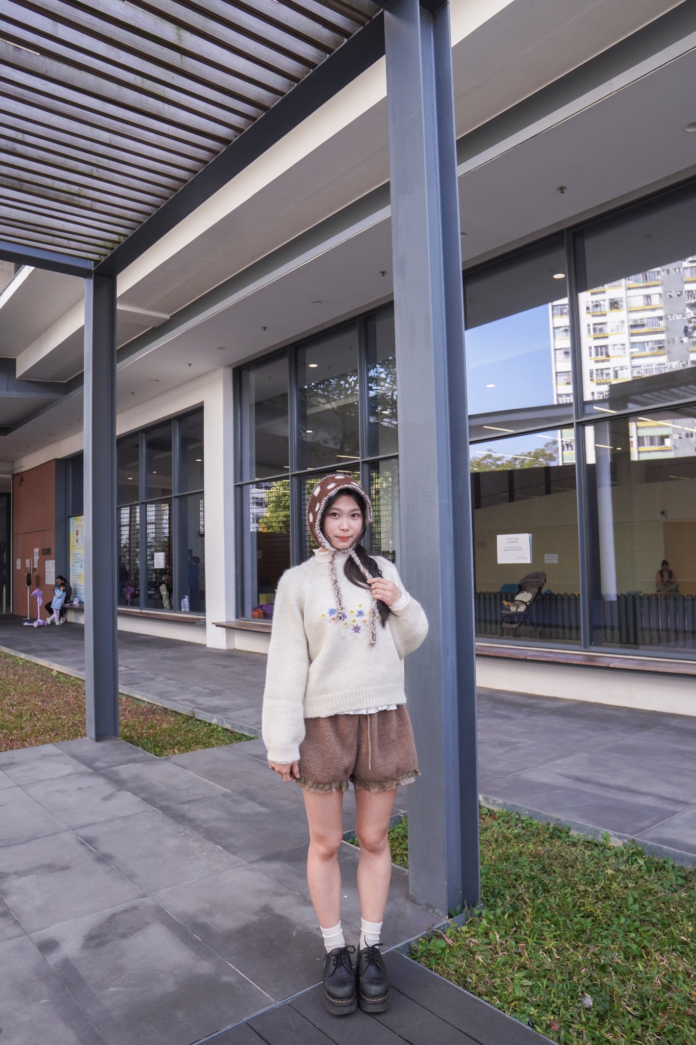 <現貨> 小熊高腰ruffle邊毛絨短褲