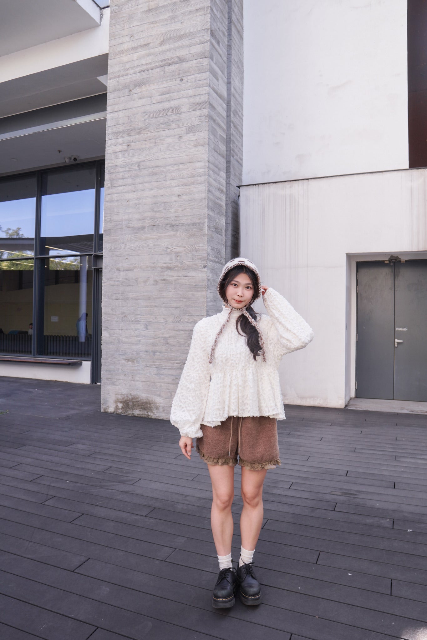 <預訂> 半高領ruffle邊傘型針織打底上衣