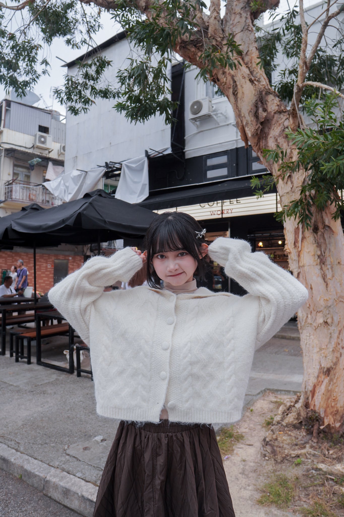 <現貨> 學院風大反領麻花開胸針織外套｜兩色入