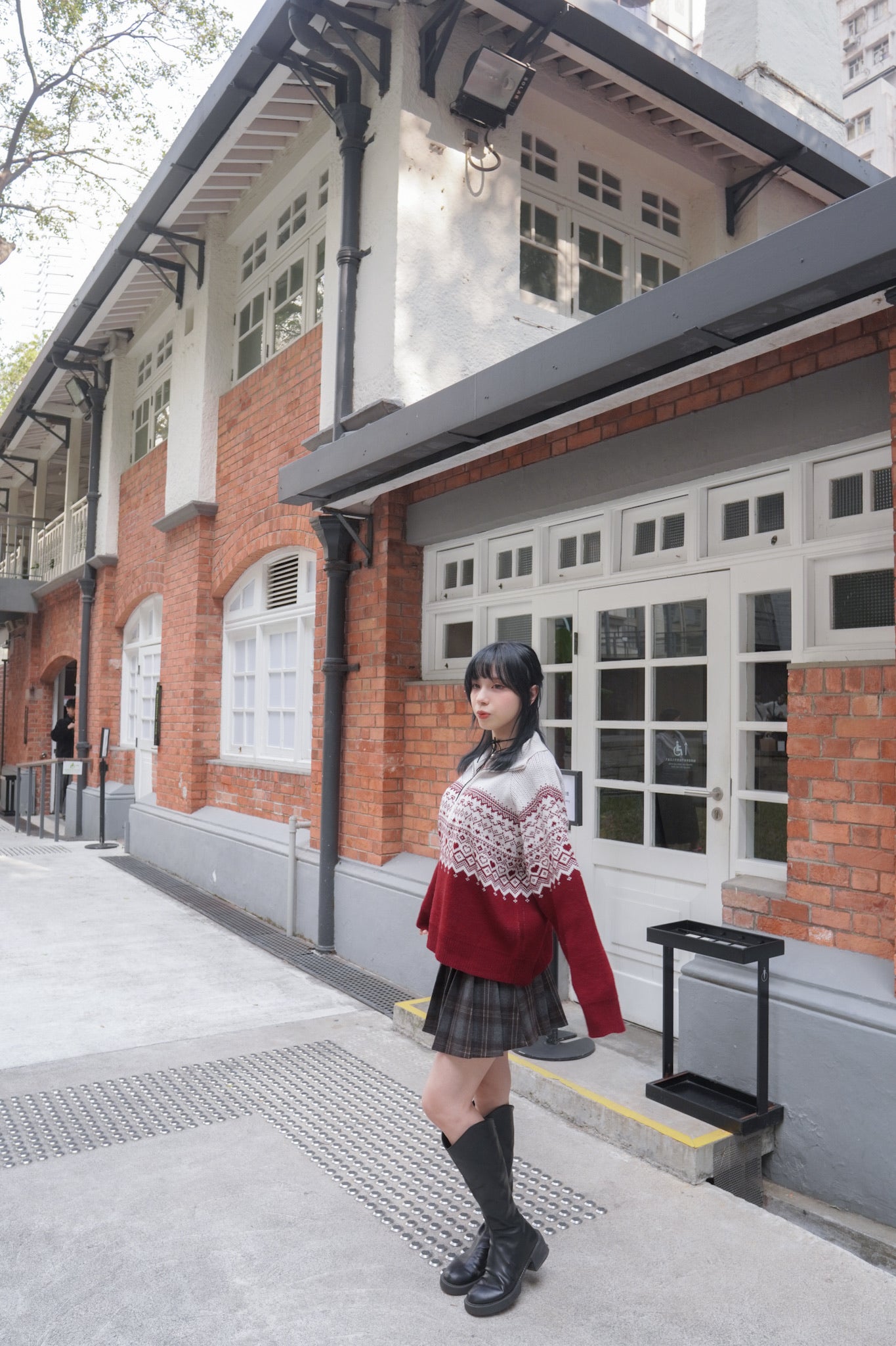 <現貨> 自家製 復古格紋高腰A字半身短裙