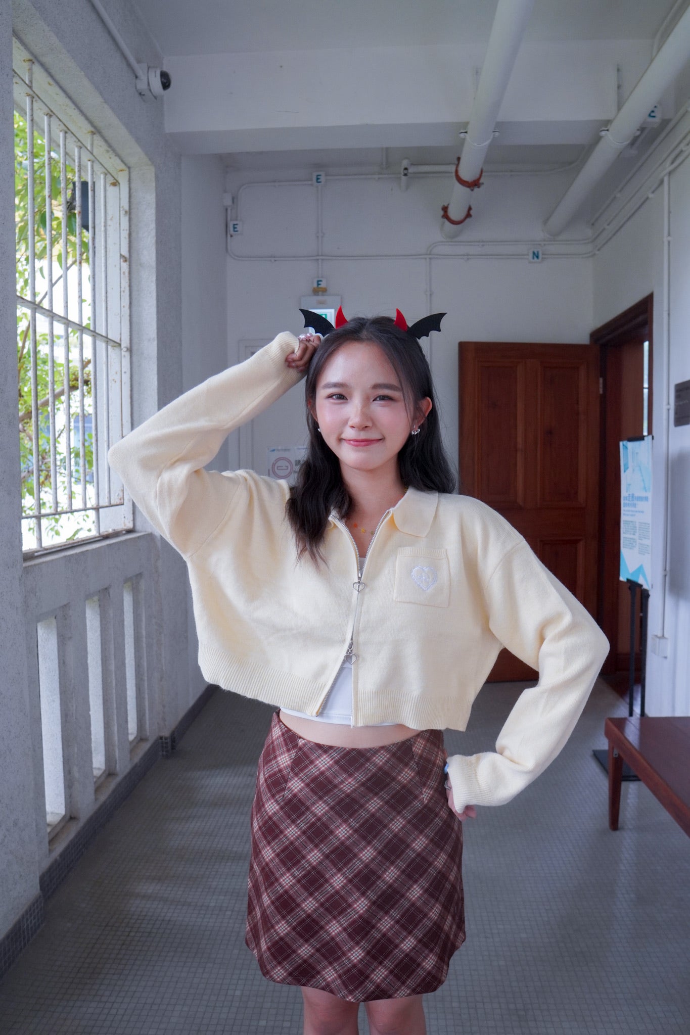 <現貨> 自家製 格紋撞色毛呢半身短裙| 兩色入