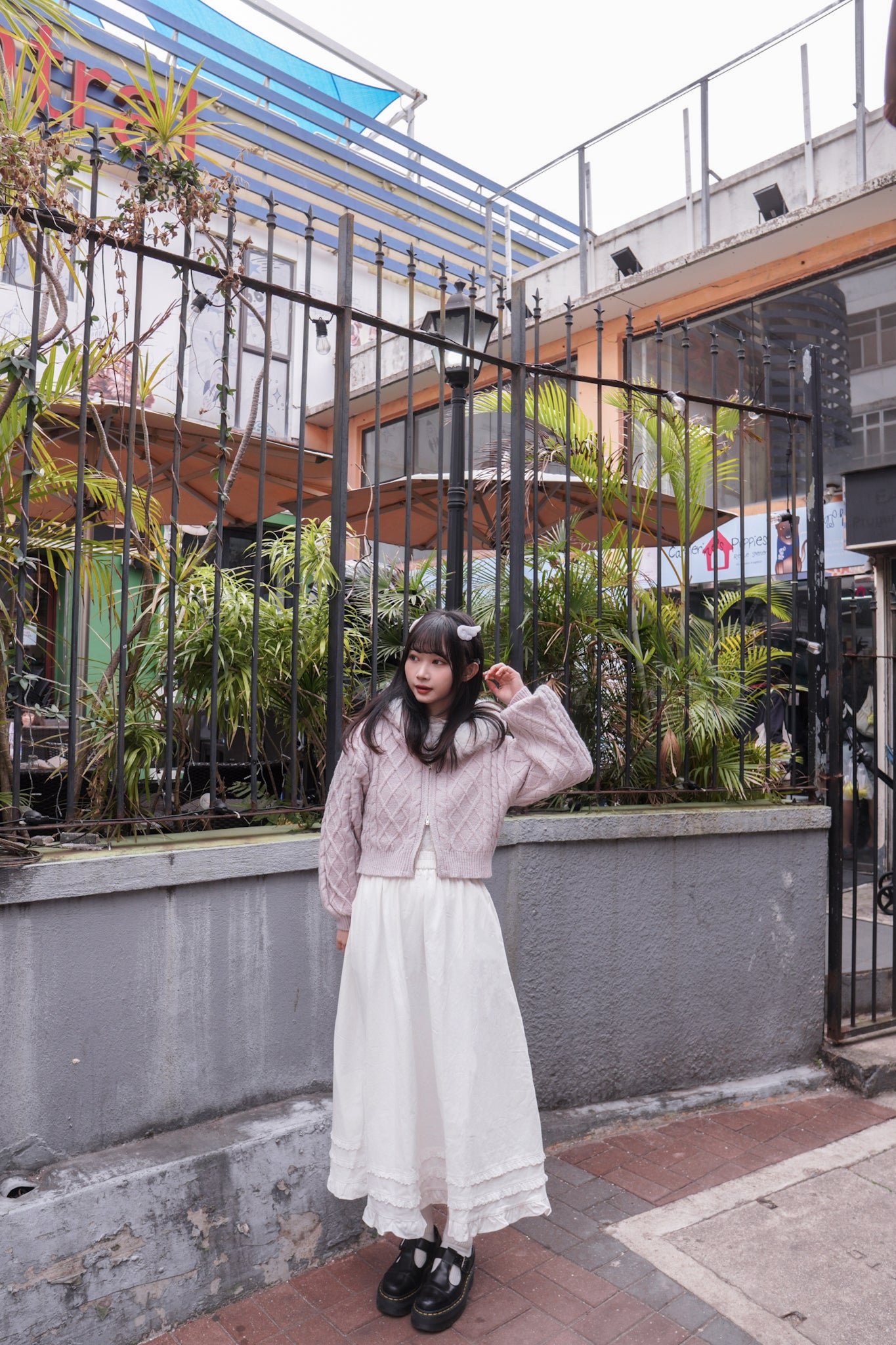 <現貨> 超舒服♡!!全棉韓系小奶白花邊半身長裙