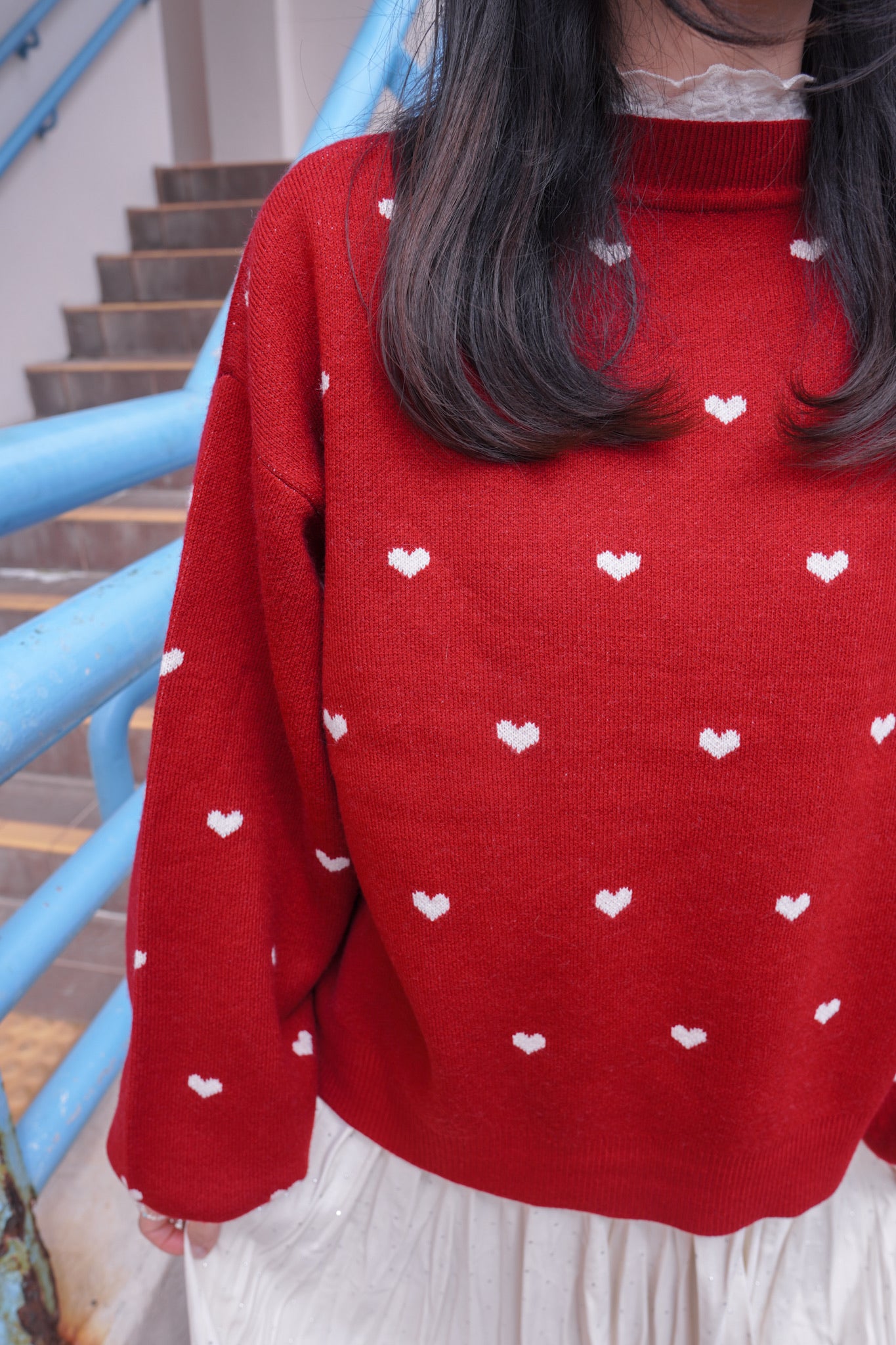 <現貨> 新年限定🧧🍊心型印花提花針織長袖上衣