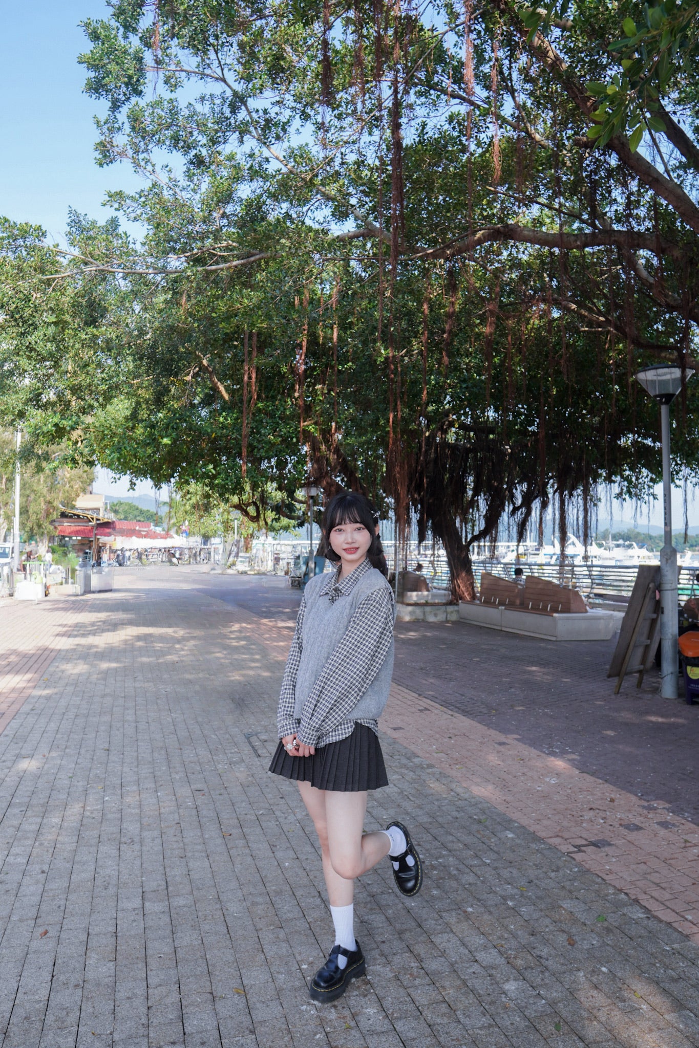 <現貨> 自家製 學院風高腰毛呢半身短裙+腰帶兩件套｜兩色入